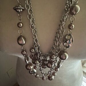 Elegant Silver Multi-Layer Necklace